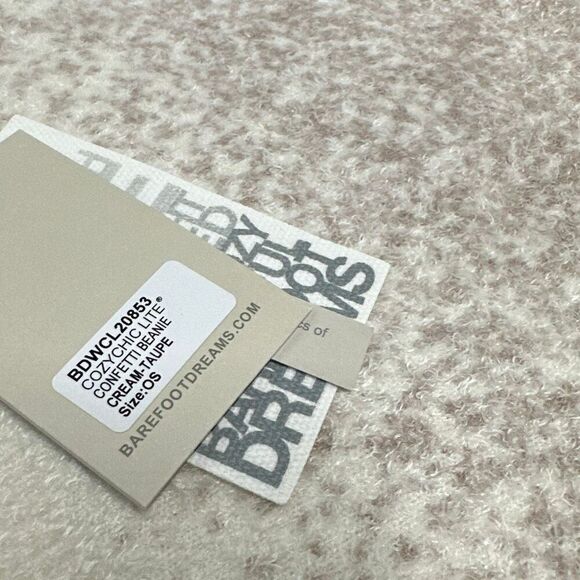 NWT Barefoot Dreams Cream Taupe CozyChic Lite Confetti Winter Beanie One Size